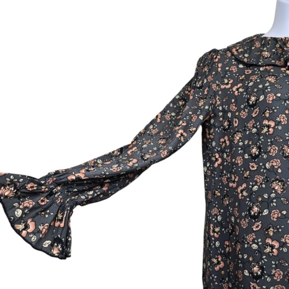Elefantine Womens Long Sleeve Dark Grey Floral Collared Button Up Shirt Size M - Picture 3 of 8